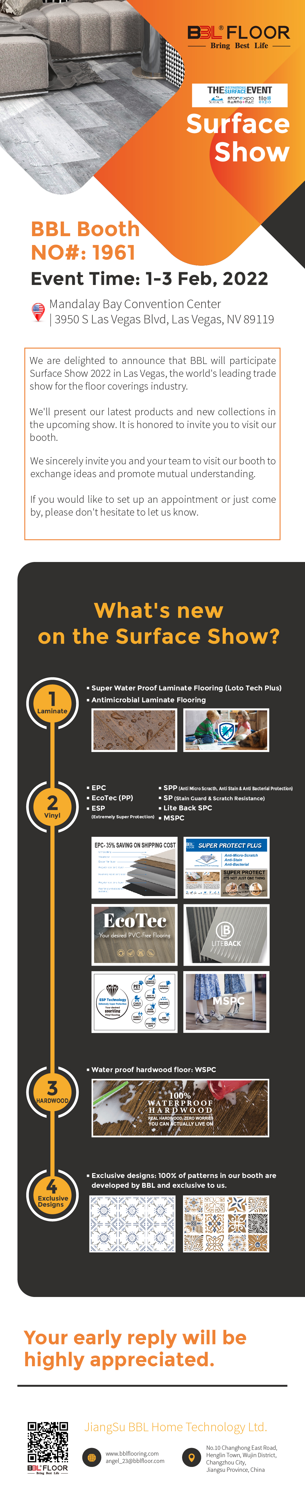 Welcome to BBL Booth NO#:1961 at the Surface Show 2022 in Las Vegas